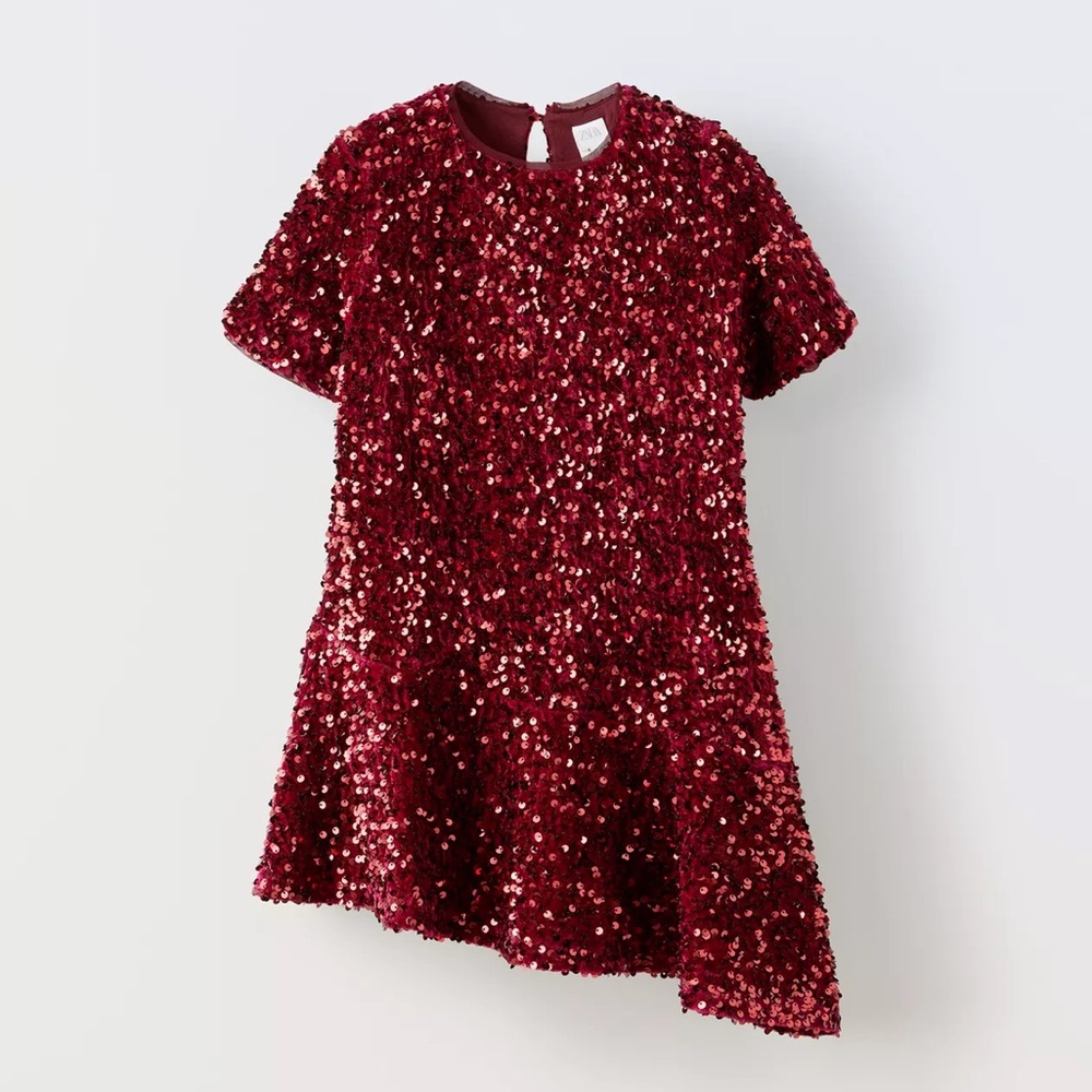 Zara Kids Red Sequin Formal Dress